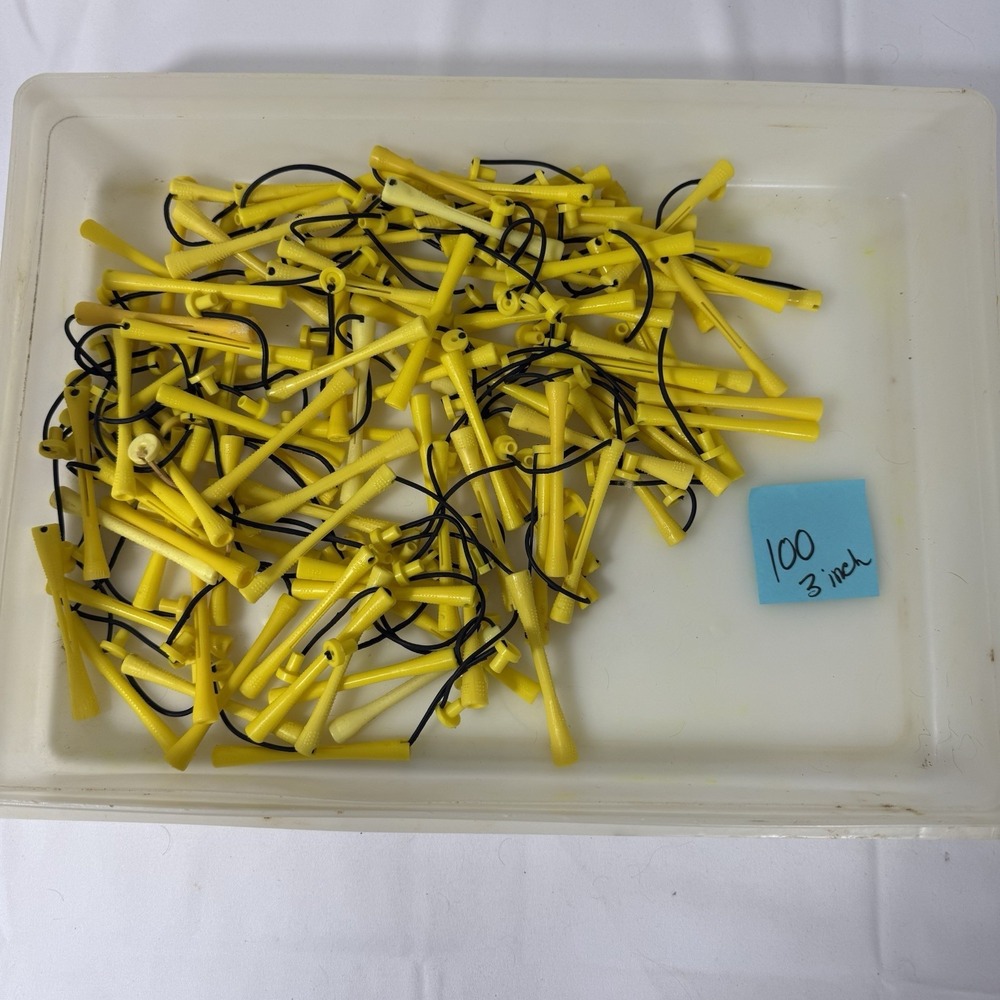 Vintage Perm Rods Lot of 100 3-inch Yellow Plastic Elastic Stretch Bands Hair